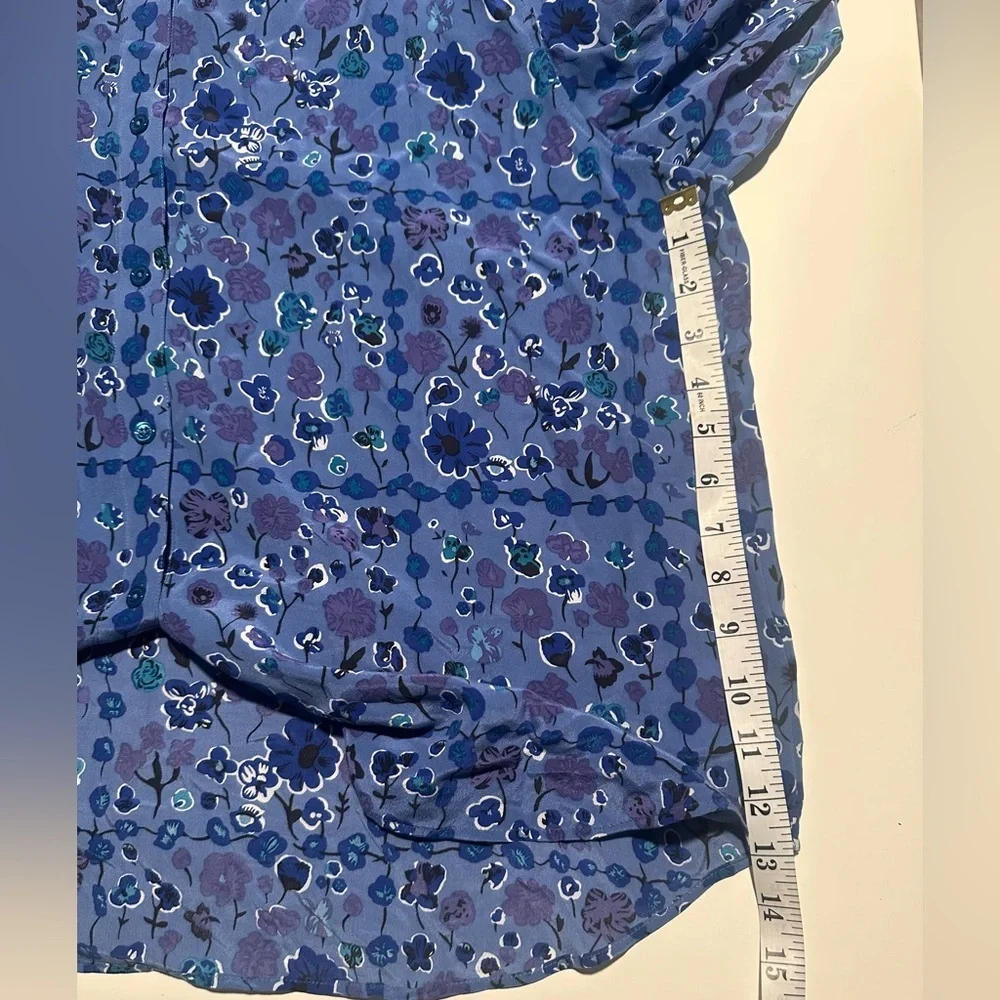 Equipment Blue Floral Silk Blouse - Picture 5 of 6